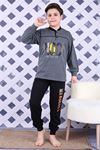 KAPİP Füme California Baskılı Uzun Kollu Erkek Çocuk Pijama Takımı 11-15 Yaş 7023-F