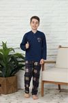 KAPİP Lacivert Break Limite Baskılı Uzun Kollu Erkek Çocuk Pijama Takımı 10-15 Yaş 0026-L