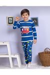 1+1ELMP Lacivert İtfaiye Desenli %100 Pamuk Erkek Çocuk Pijama Takımı 1-2 Yaş 3010