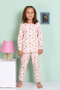 1+1ELMP Pudra Dinazor Desenli %100 Pamuk Kız Çocuk Pijama Takımı 1-2 Yaş 04064