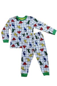 1+1ELMP Dinazor Desen %100 Pamuk Erkek Çocuk Pijama Takımı 1-2 Yaş 03005