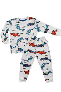 1+1ELMP Balık Desen %100 Pamuk Erkek Çocuk Pijama Takımı 1-2 Yaş 03001
