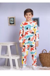 1+1ELMP Rengarenk Desen %100 Pamuk Erkek Çocuk Pijama Takımı 1-2 Yaş 03006