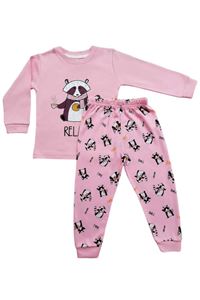 1+1ELMP Pudra Rengi Kunduz Desen %100 Pamuk Kız Çocuk Pijama Takımı 1-2 Yaş 04015