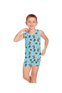 ELM Mavi Papağan Desenli Erkek Çocuk Atlet Boxer Takımı 7053