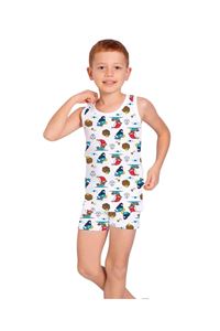 ELM Beyaz Papağan Desenli Erkek Çocuk Atlet Boxer Takımı 7054