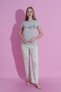 MLALE Beaitiful Desenli Suprem Kumaş Kısa Kollu Bayan Pijama Takımı 3445-Y