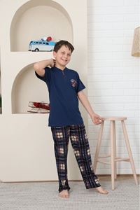 KAPİP İndigo Break Limite Baskılı Kısa Kollu Erkek Çocuk Pijama Takımı 10-15 Yaş 5873-I