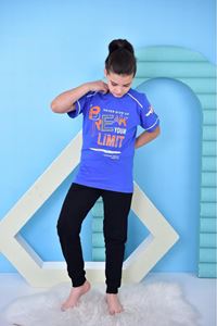 KAPİP Mavi Break Limite Baskılı Kısa Kollu Erkek Çocuk Pijama Takımı 11-15 Yaş 5054-M