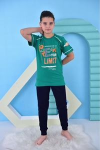 KAPİP Yeşil Break Limite Baskılı Kısa Kollu Erkek Çocuk Pijama Takımı 11-15 Yaş 5054-Y