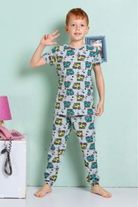 ELMKP Gri Safari Desen Erkek Çocuk Pijama Takımı 3-10 Yaş 3101