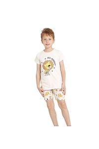 ELMKP Bej Arslan Desen Erkek Çocuk Şortlu Pijama Takımı 3-10 Yaş 3104-1