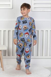 İSOB Mavi Paw Petrol Desenli %100 Pamuk Erkek Çocuk Pijama Takımı 3-8 Yaş 51306-M