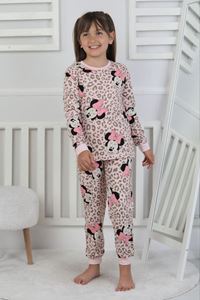 İSOB Pembe Minnie Mause Desenli %100 Pamuk Kız Çocuk Pijama Takımı 3-8 Yaş 51208-P