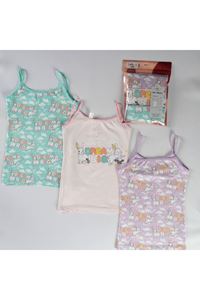 ELMAS Karışık Desen 3lü Kız Çocuk Atlet Set A-131